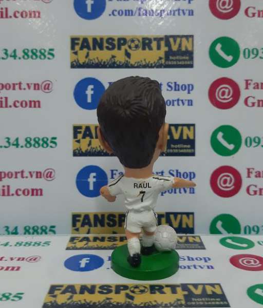 Tượng Raul Gonzalez 7 Real Madrid 2003-2004 home white pocket sport
