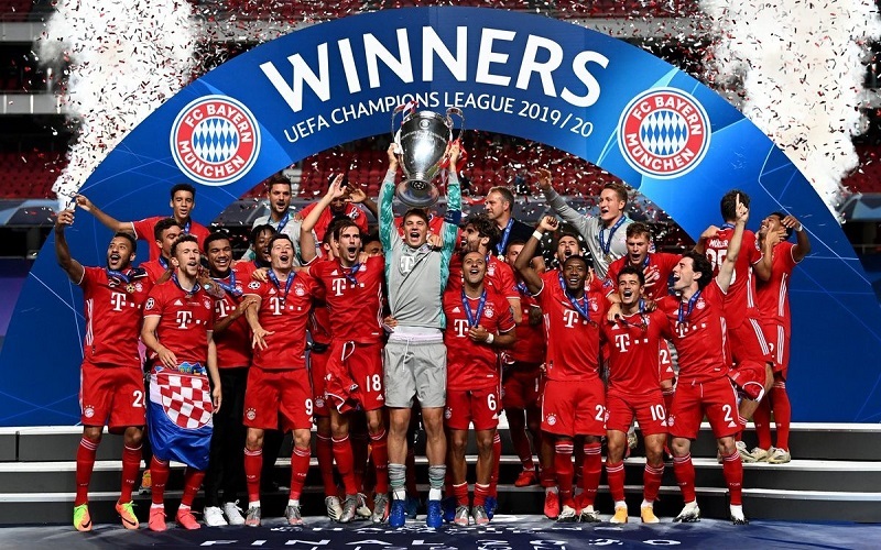 Box Bayern Munich Champion League Winner Triple 2020 home shirt jersey