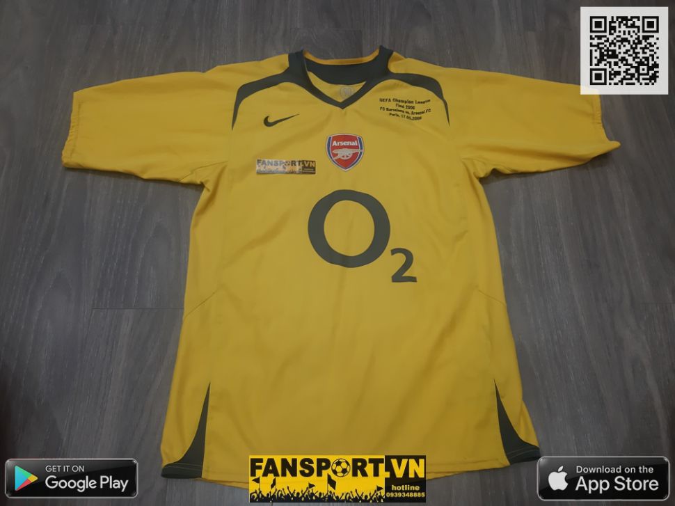 Áo đấu Arsenal Champion League Final 2006 away shirt jersey yellow