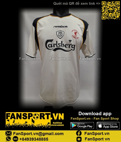 Áo đấu Liverpool UEFA Super Cup 2001 away shirt jersey 2002 2003 white