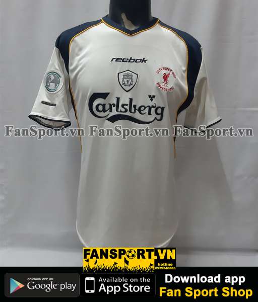 Áo đấu Liverpool UEFA Super Cup 2001 away shirt jersey 2002 2003 white