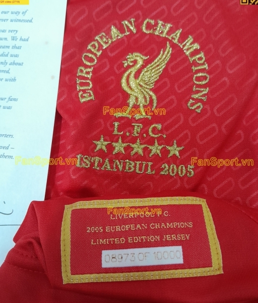 Box áo Liverpool Champion League Winner 2005 home shirt 08973 limited