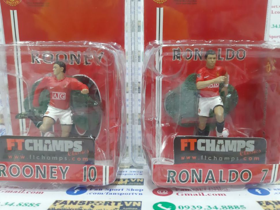 Set tượng Manchester United 2007 2008 2009 Ronaldo Rooney FT champs