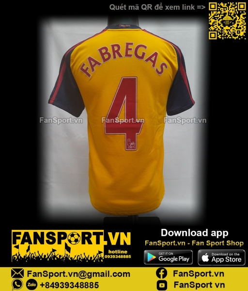 Áo đấu Fabregas 4 Arsenal 2008-2009 away shirt jersey vàng 287538 S