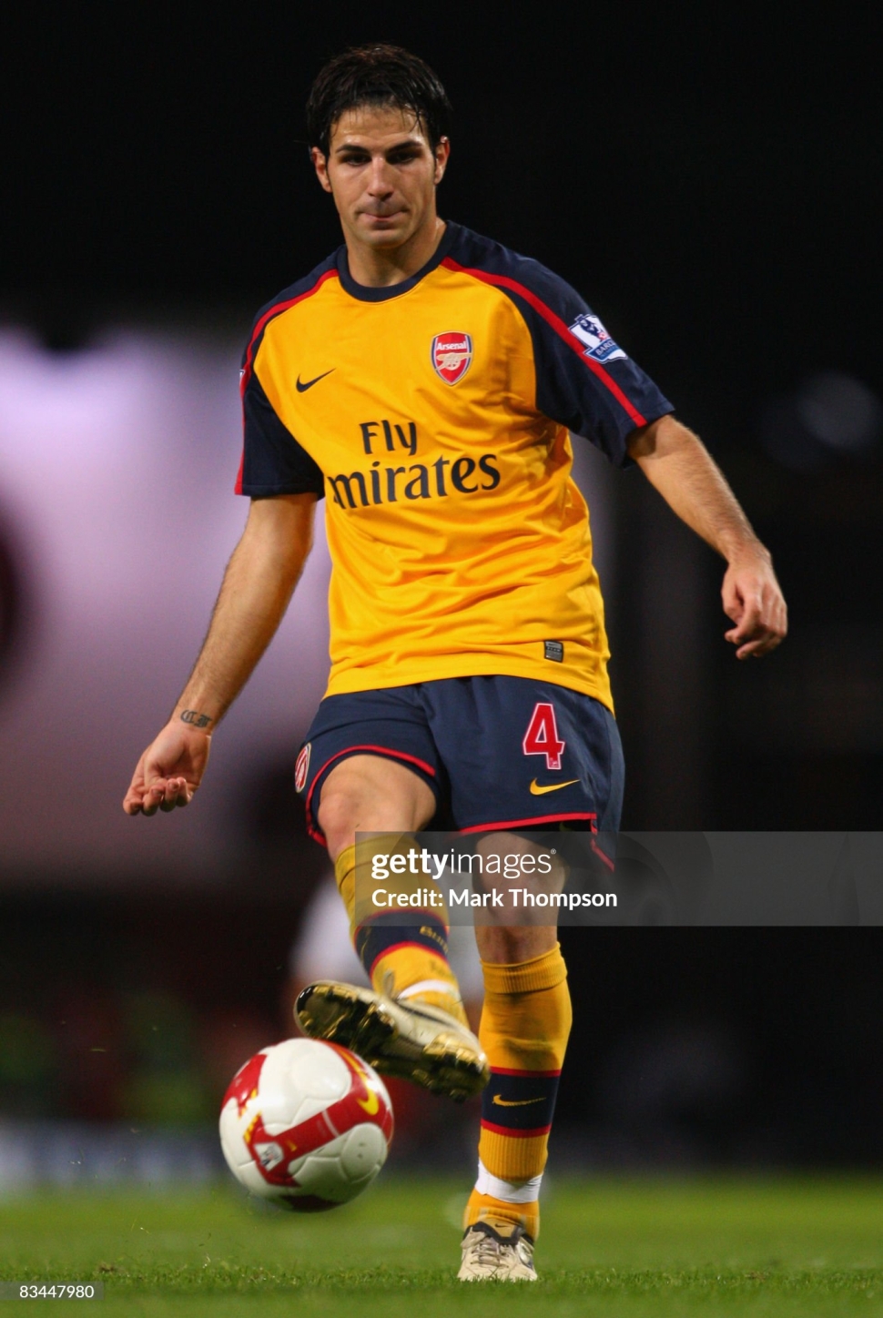 Áo đấu Fabregas 4 Arsenal 2008-2009 away shirt jersey vàng 287538 S