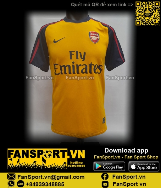 Áo đấu Fabregas 4 Arsenal 2008-2009 away shirt jersey vàng 287538 S