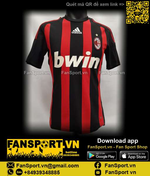 Áo đấu Beckham 7 AC Milan 2008-2009 home shirt jersey 025392 Adidas