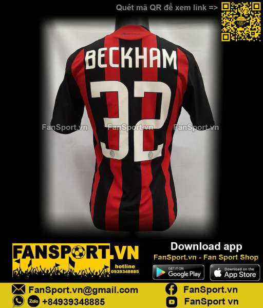 Áo đấu Beckham 7 AC Milan 2008-2009 home shirt jersey 025392 Adidas