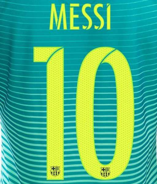 Font Messi 10 Barcelona 2016 2017 third nameset green official tên số