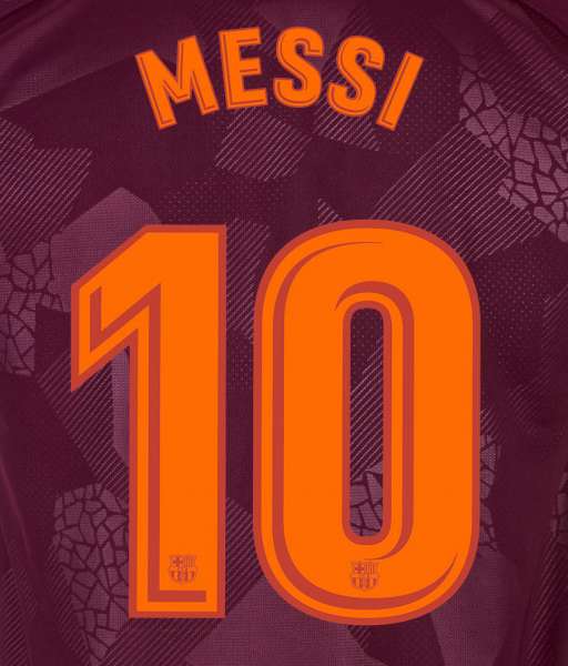 Font Messi 10 Barcelona 2017 2018 third nameset red official tên số