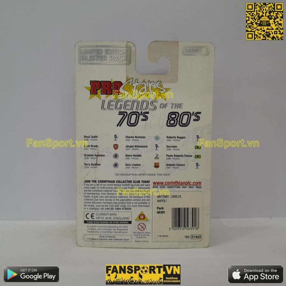 Tượng Antonio Careca 9 Napoli 1988 1990 home corinthian PRO851 blister