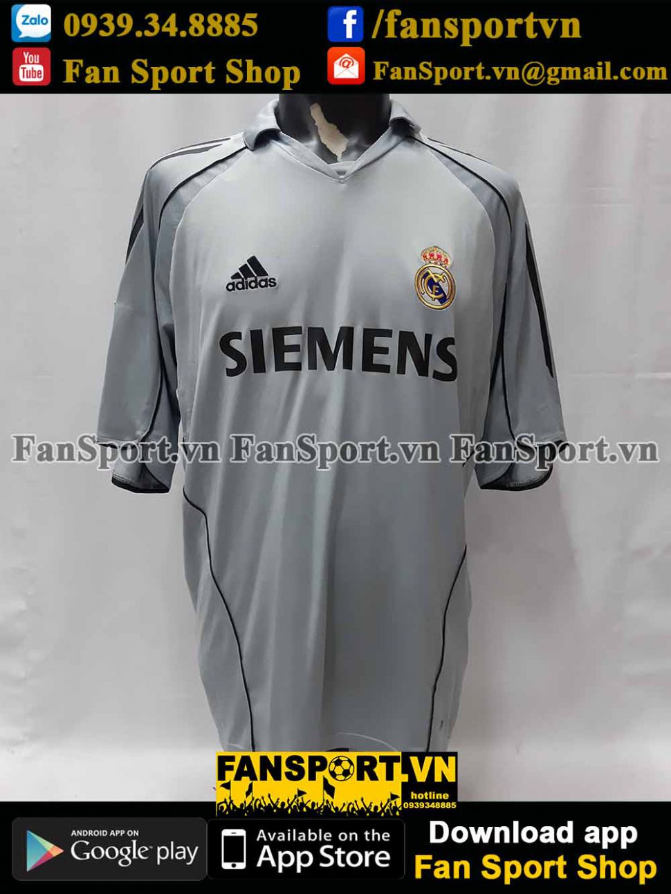 Áo đấu Zidane #5 Real Madrid 2005-2006 third shirt jersey grey
