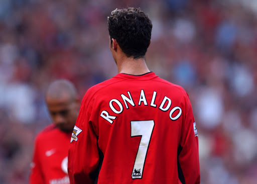 Nameset Ronaldo 7 Manchester United Premier League 2003 2007 white