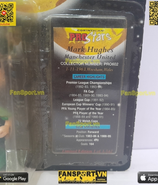 Tượng Hughes 10 Manchester United 1992 1995 third corinthian PRO602