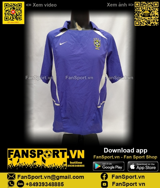 Áo đấu Brazil 2002-2003-2004 away shirt jersey blue Nike