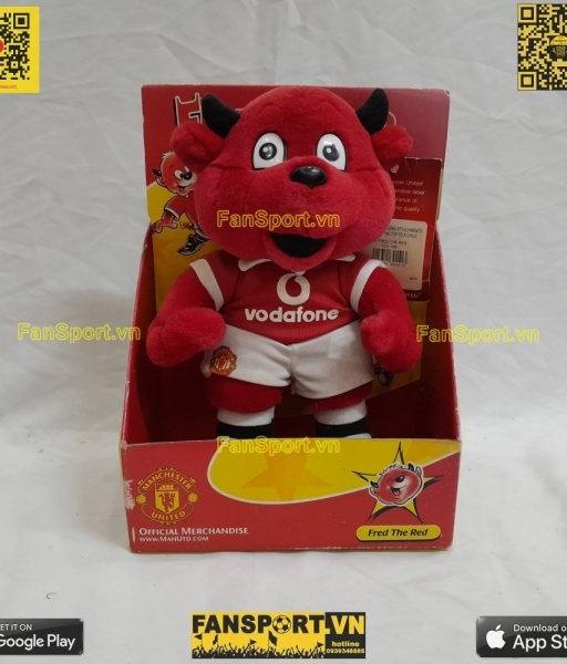 Thú bông 26cm Fred the Red mascot Manchester United red Vodafone new