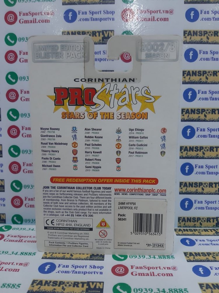 Tượng Sami Hyypia 4 Liverpool 2002 2003 away corinthian PRO809 blister