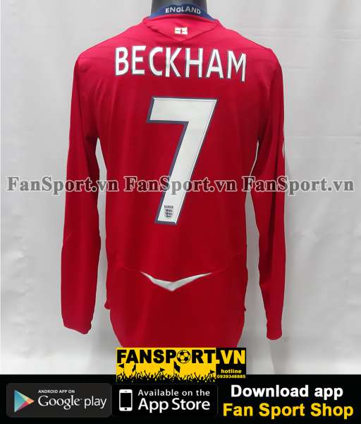Áo đấu Beckham #7 England 2008-2009-2010 away 100th cap France long