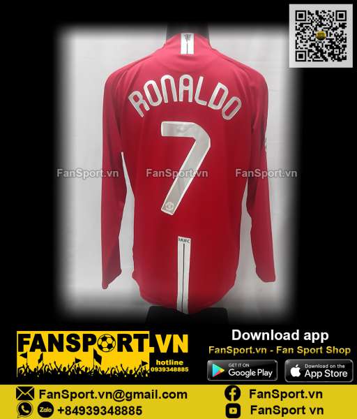 Áo Ronaldo 7 Manchester United 2007 2008 2009 home shirt jersey long