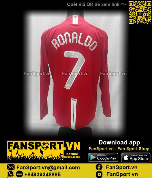 Áo Ronaldo 7 Manchester United 2007 2008 2009 home shirt jersey long