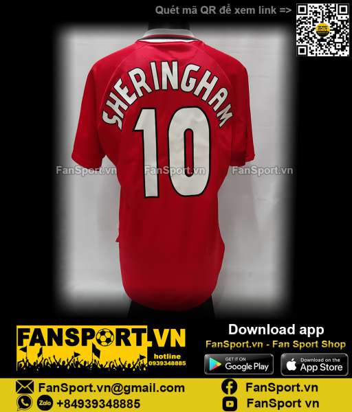 Áo Sheringham Manchester United Champion League Final 1999 home jersey