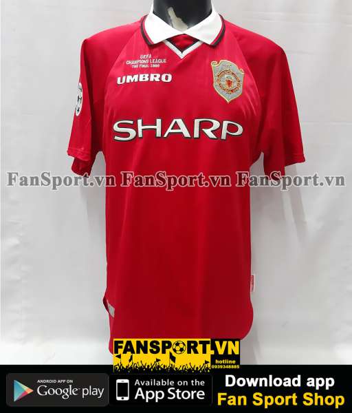Áo Sheringham Manchester United Champion League Final 1999 home jersey