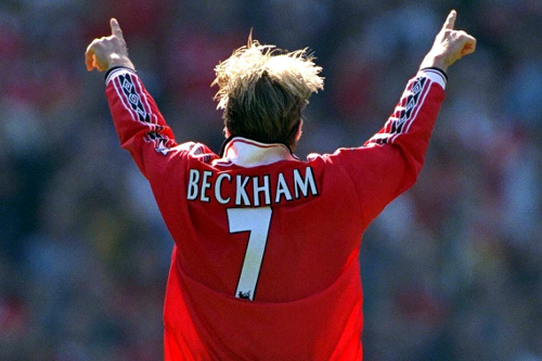 Tượng Beckham 7 Manchester United 1998 1999 2000 home figure Treble