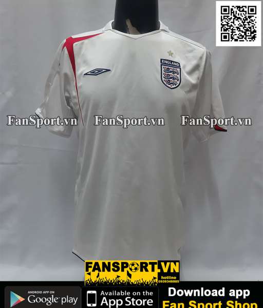 Áo đấu England 2005-2006-2007 home shirt jersey white World Cup
