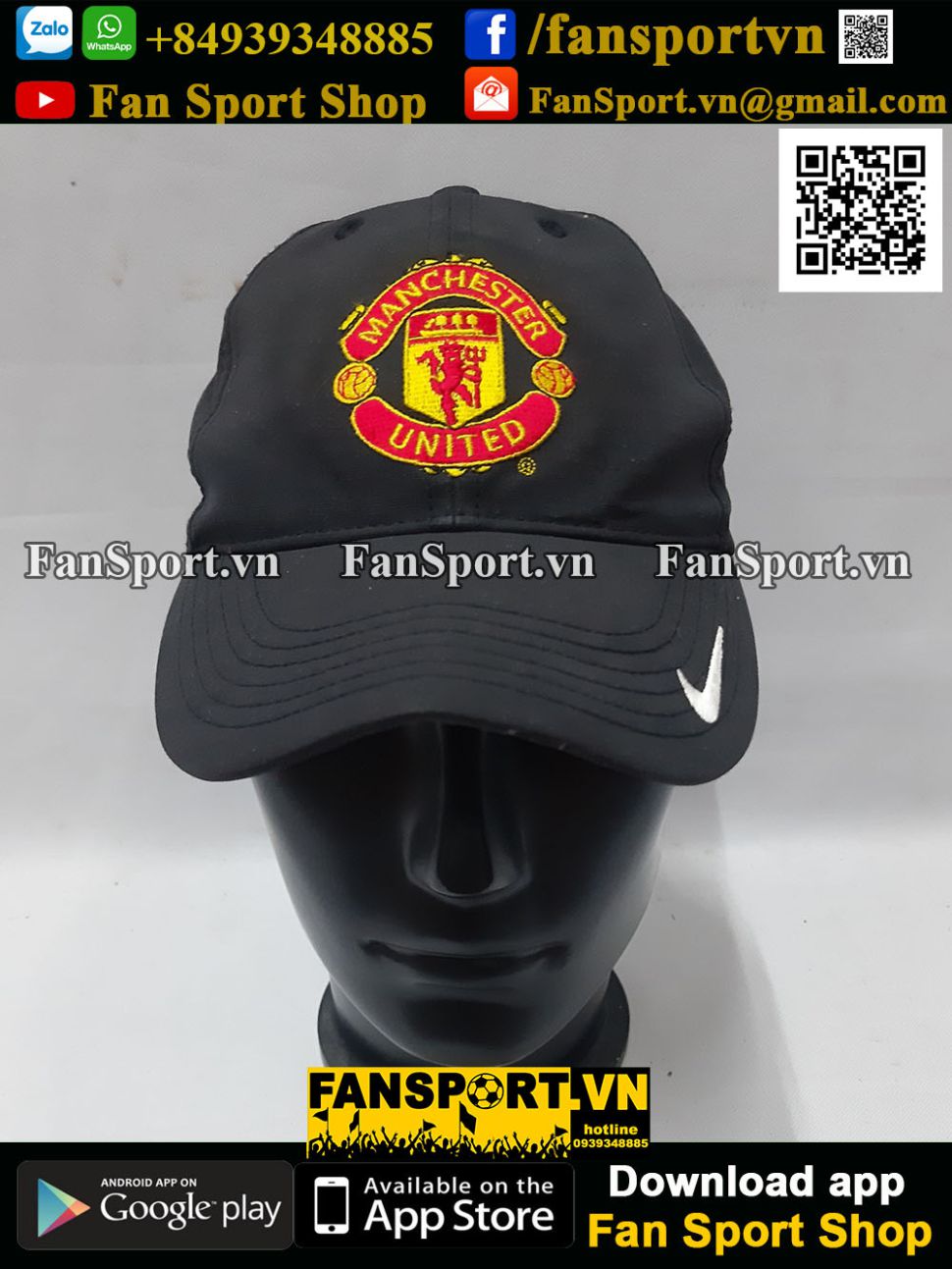 Nón Manchester United 2007-2008 away shirt black cap hat Nike 237959