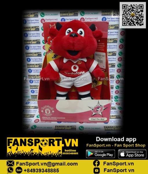 Thú bông 26cm Fred the Red mascot Manchester United red Vodafone new