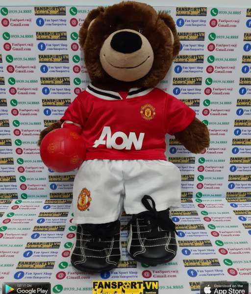 Thú bông gấu mascot Manchester United bear AON red shirt jersey 42cm