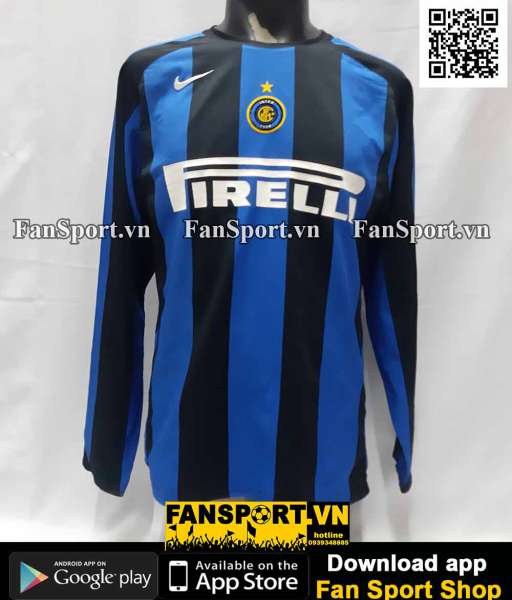 Áo đấu Inter Milan 2005 2006 home blue black jersey shirt long slevess