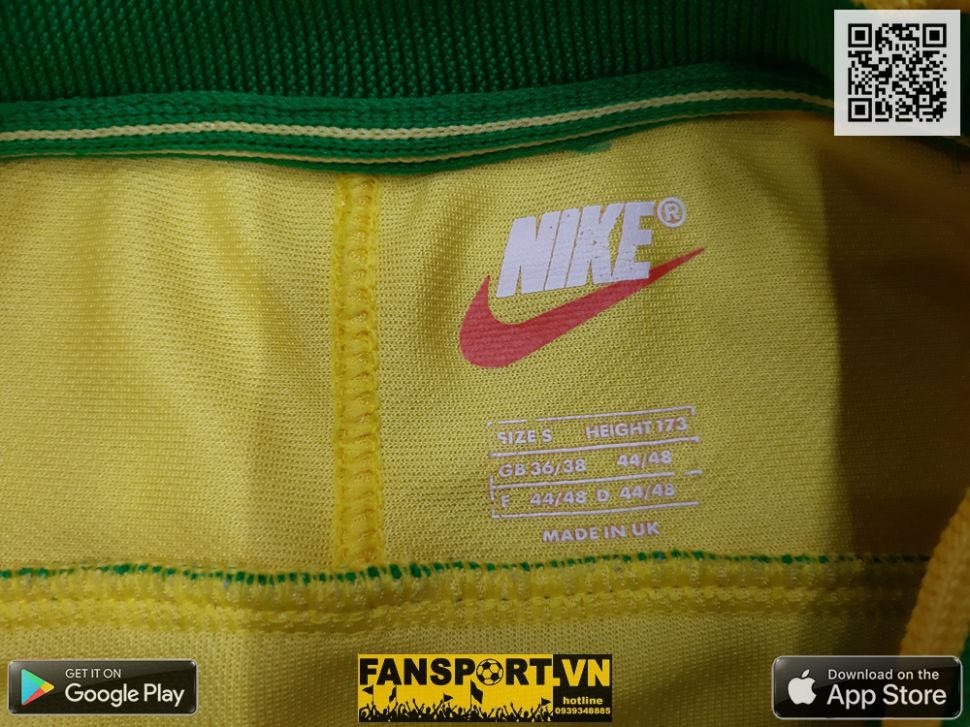Áo đấu Ronaldo 9 Brazil 1998-1999-2000 home shirt jersey yellow S Nike