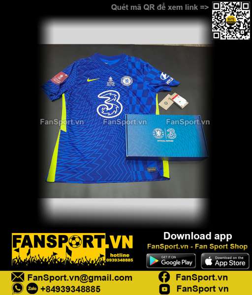 Box áo Chelsea FA Cup Final 2021 home 2022 shirt jersey NIKE CV7889