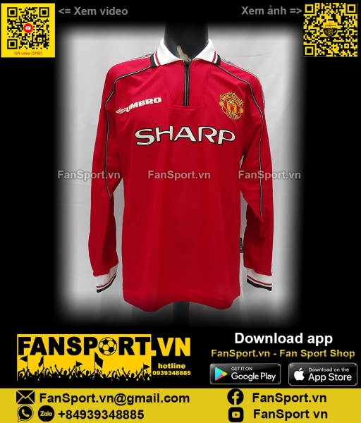 Áo đấu Manchester United 1998-1999-2000 home shirt jersey long Umbro