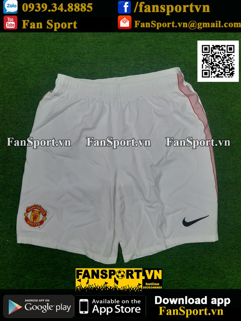 Quần cầu thủ Manchester United 2012-2013 home white shorts