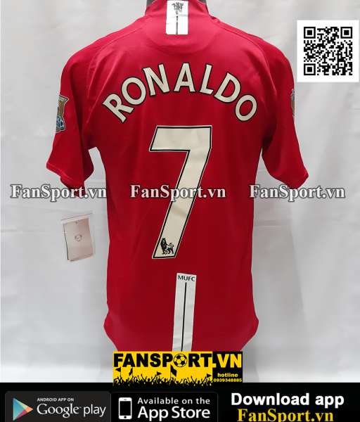 Áo Ronaldo 7 Manchester United 2007 2008 2009 home shirt jersey BNWT