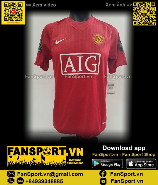Áo Ronaldo 7 Manchester United 2007 2008 2009 home shirt  jersey BNWT
