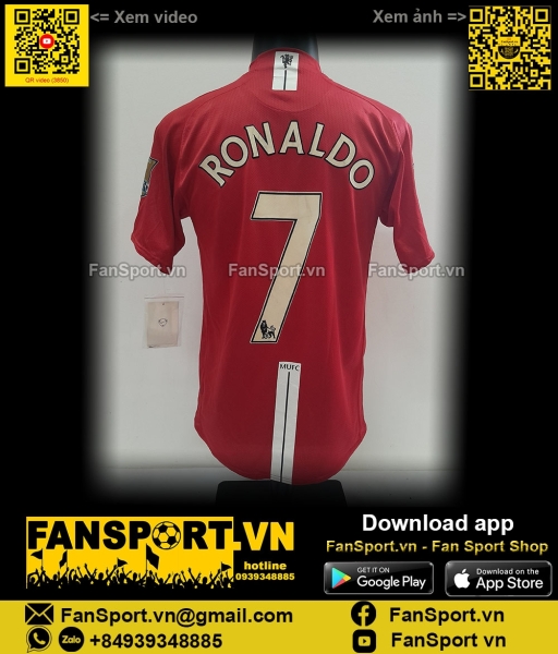 Áo Ronaldo 7 Manchester United 2007 2008 2009 home shirt  jersey BNWT
