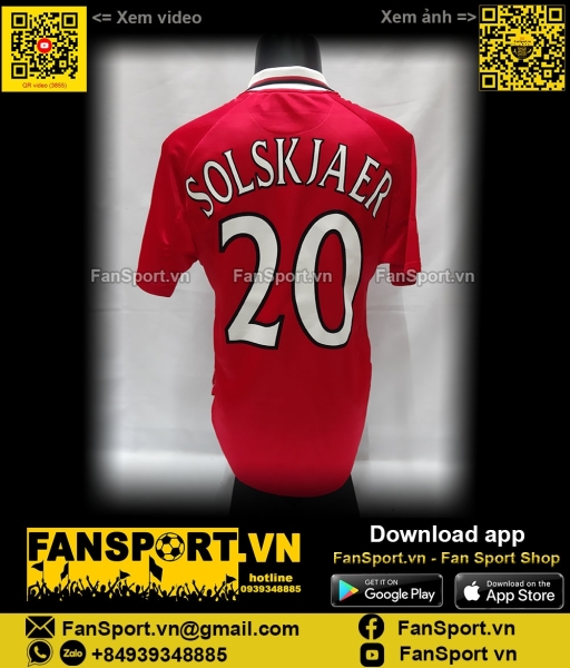 Áo đấu Solskjaer 20 Manchester United 1999 2000 winner home jersey