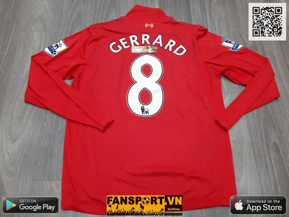 Áo đấu Gerrard 8 Liverpool 2012 2013 home shirt jersey Warrior long