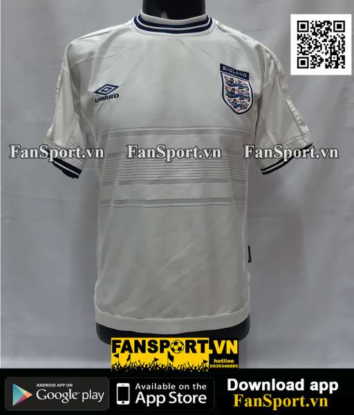 Áo đấu England 1999-2000-2001 home shirt jersey white Umbro