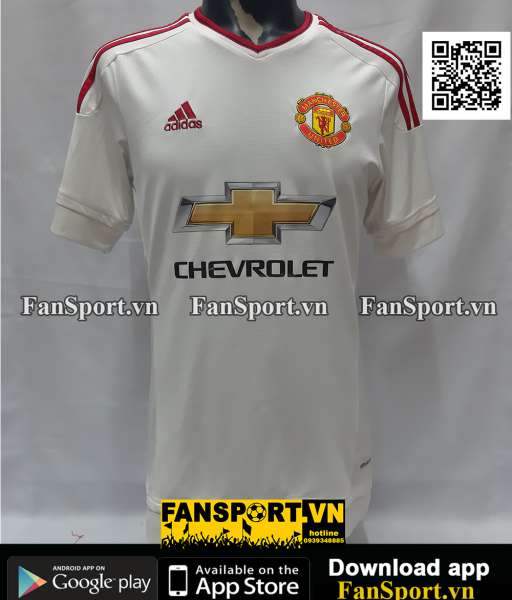 Áo đấu Manchester United 2015-2016 away shirt jersey white M AI6363
