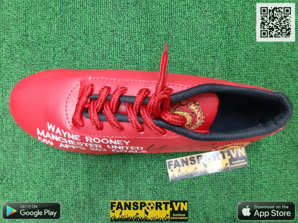 Giày chữ ký Wayne Rooney Manchester United red shoes COA 253 goal
