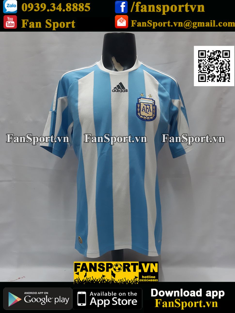 Áo đấu Argentina 2010 2011 home shirt jersey blue white P47066 adidas