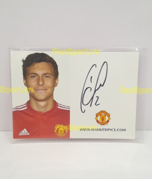 Ảnh chữ ký Victor Lindelof Manchester United 2017-2018 home signed