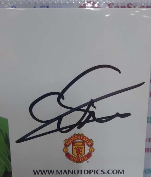Photo chữ ký Van Der Sar Manchester United 2005-2006 green signed hand