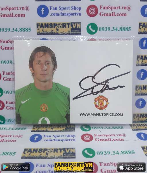 Photo chữ ký Van Der Sar Manchester United 2005-2006 green signed hand
