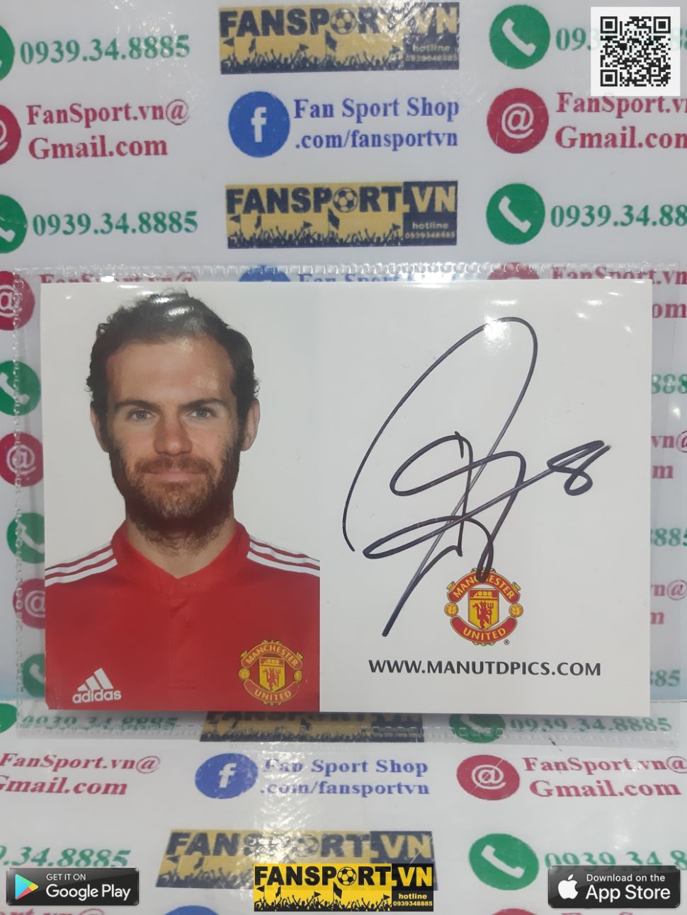 Ảnh chữ ký Juan Mata Manchester United 2017-2018 home signed