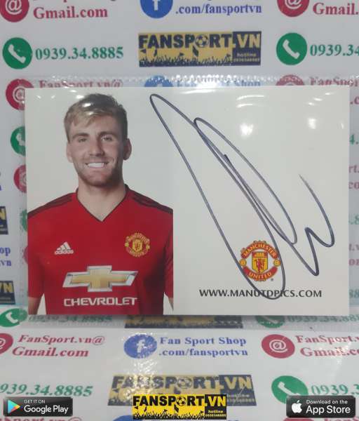 Ảnh chữ ký Luke Shaw Manchester United 2018-2019 home signed photo